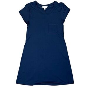Market & Spruce Navy Blue T-Shirt A-Line Short Sleeve Pocket Dress Medium